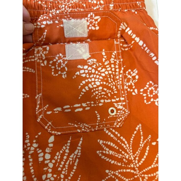 Caribbean Joe Mens Orange Tropical Print Swim Trunks, Large - Picture 4 of 7